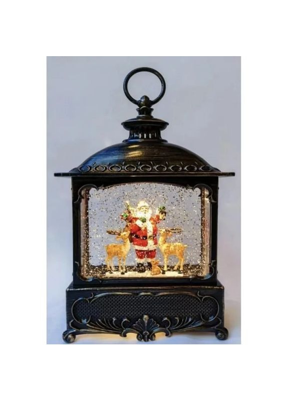 Новорічний нічник XMAS «Санта і олені » 28 см LED-підсвітка та ефект «сніжної метелі» Po Fanu (365877001)