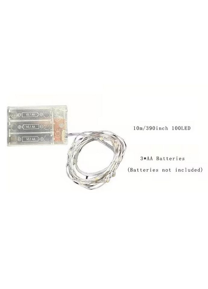 Новорічна LED гірлянда світлодіодна нитка від батарейок АА 10м SAN119T10 тепло біла No Brand (372129099)