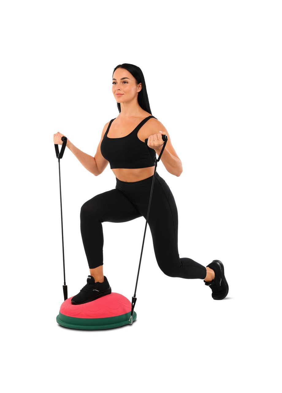 Балансировочная платформа полусфера BOSU с эспандерами BALANCE TRAINER LB7052 (PVC, h-14см, d-47см, ) Bloom (361434822)