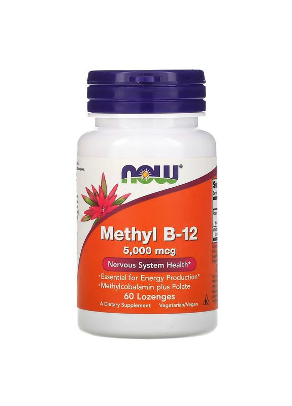 Вітаміни та мінерали Methyl B12 5000 mcg, 60 льодяників Now (322294118)