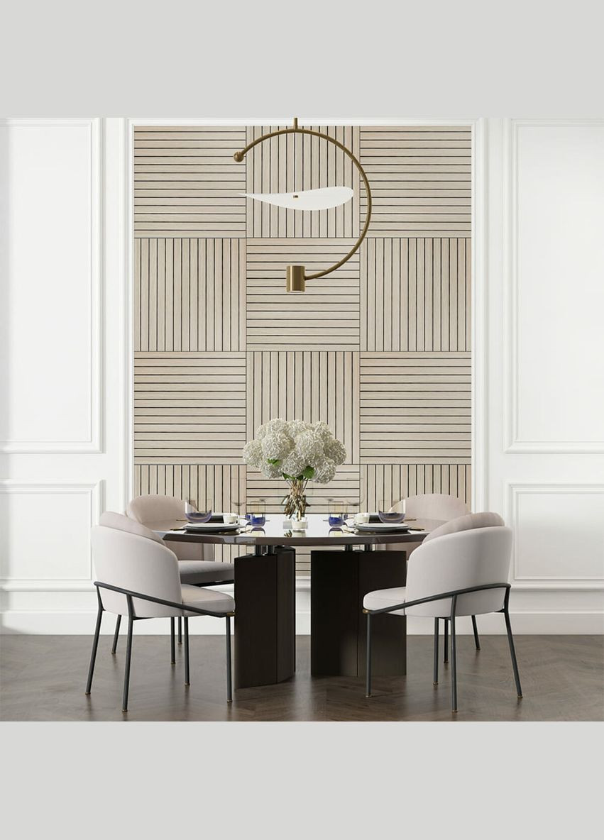 Покрытие виниловое самоклеющееся 3D рейки дуб жемчужный песок 600х600х2,8мм (D) SW-00002200 Sticker Wall (304028541)