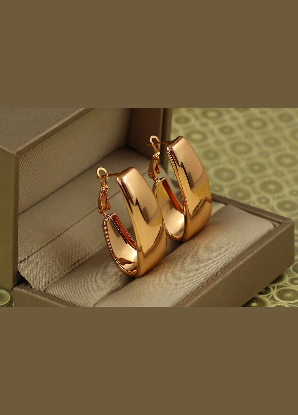 Сережки велика пластина 3,4 см золотисті Xuping Jewelry (338620953)