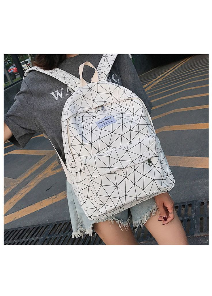 Городской женский белый рюкзак геометрия КиП (270016466)
