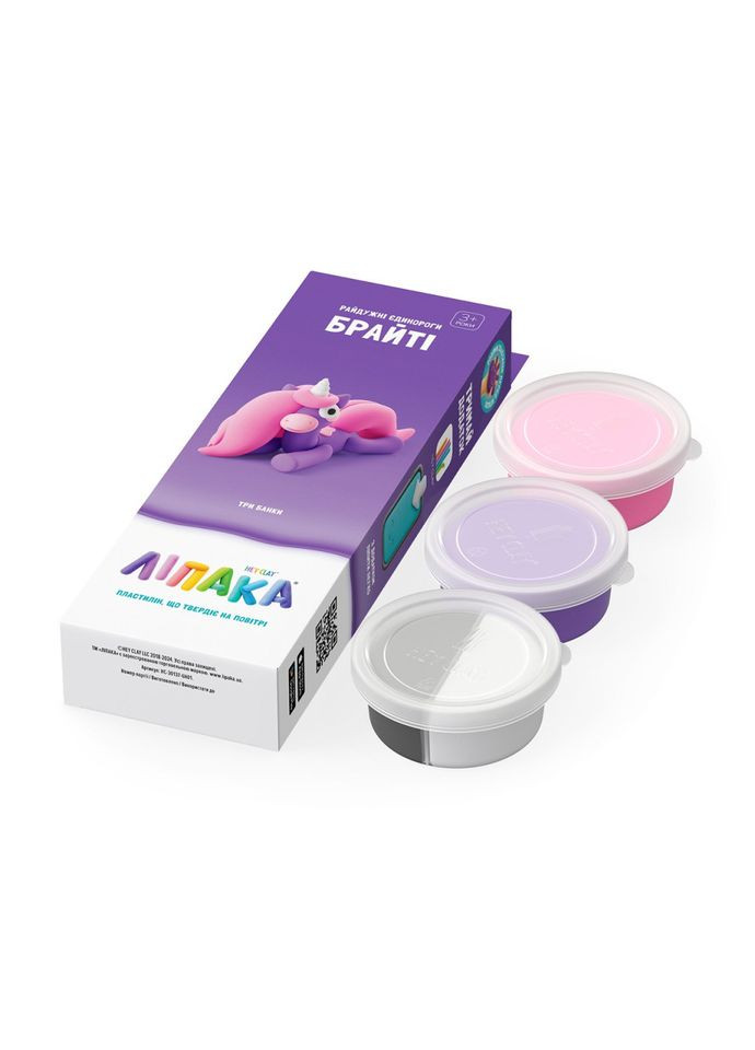 Набор самозатвердевающего пластилина Радужные единороги Брайти ЛИПАКА 30137-UA01 Lipaka (337499926)