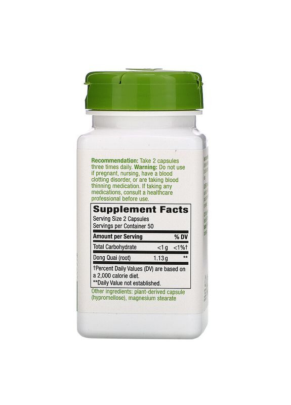 Дягель лікарський Dong Quai 1130 мг 100 капсул Nature's Way (357342963)