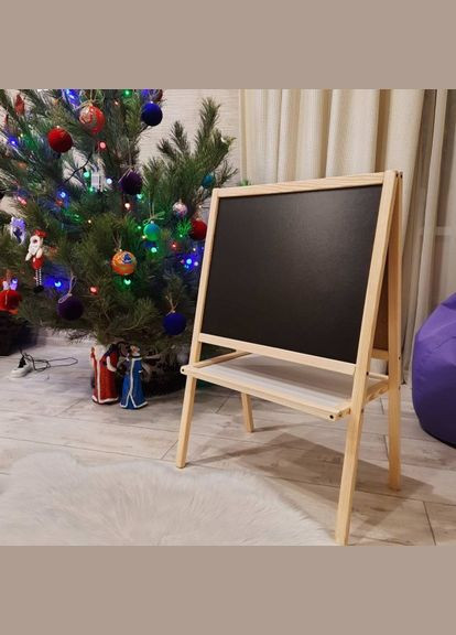 Мольберт дитячий двосторонній магнітний нефарбований, дошка для малювання, для крейди, маркерів і магнітів 3в1. Масяня (334727163)