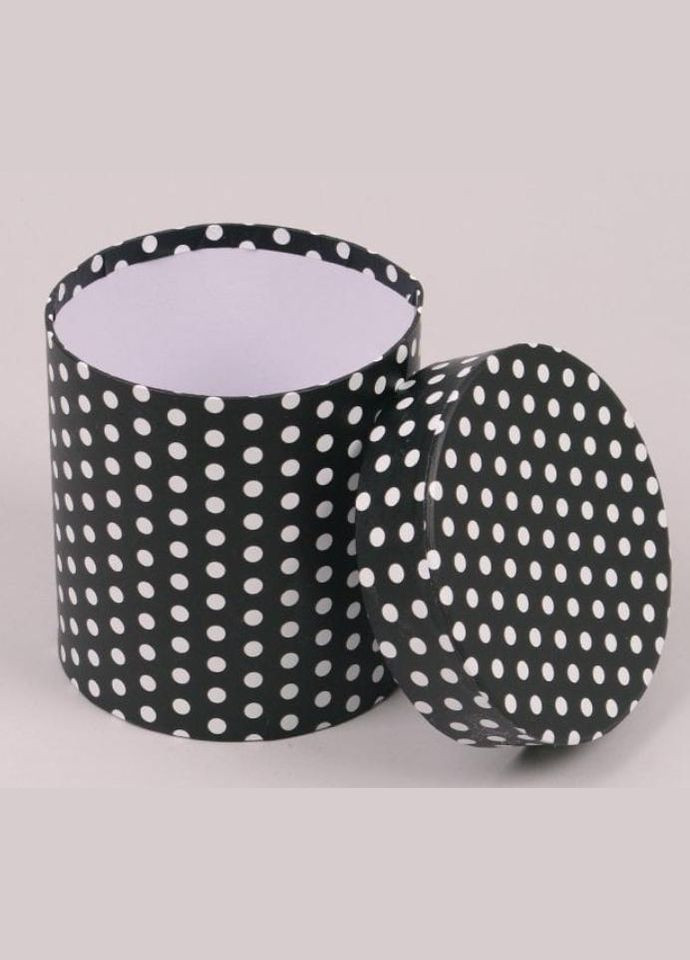 Комплект чорних коробок для квітів в білий горошок 2 шт. 39865 Flora (342109164)