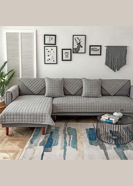 Покривало на диван 110х240 см Сіре No Brand (297743388)