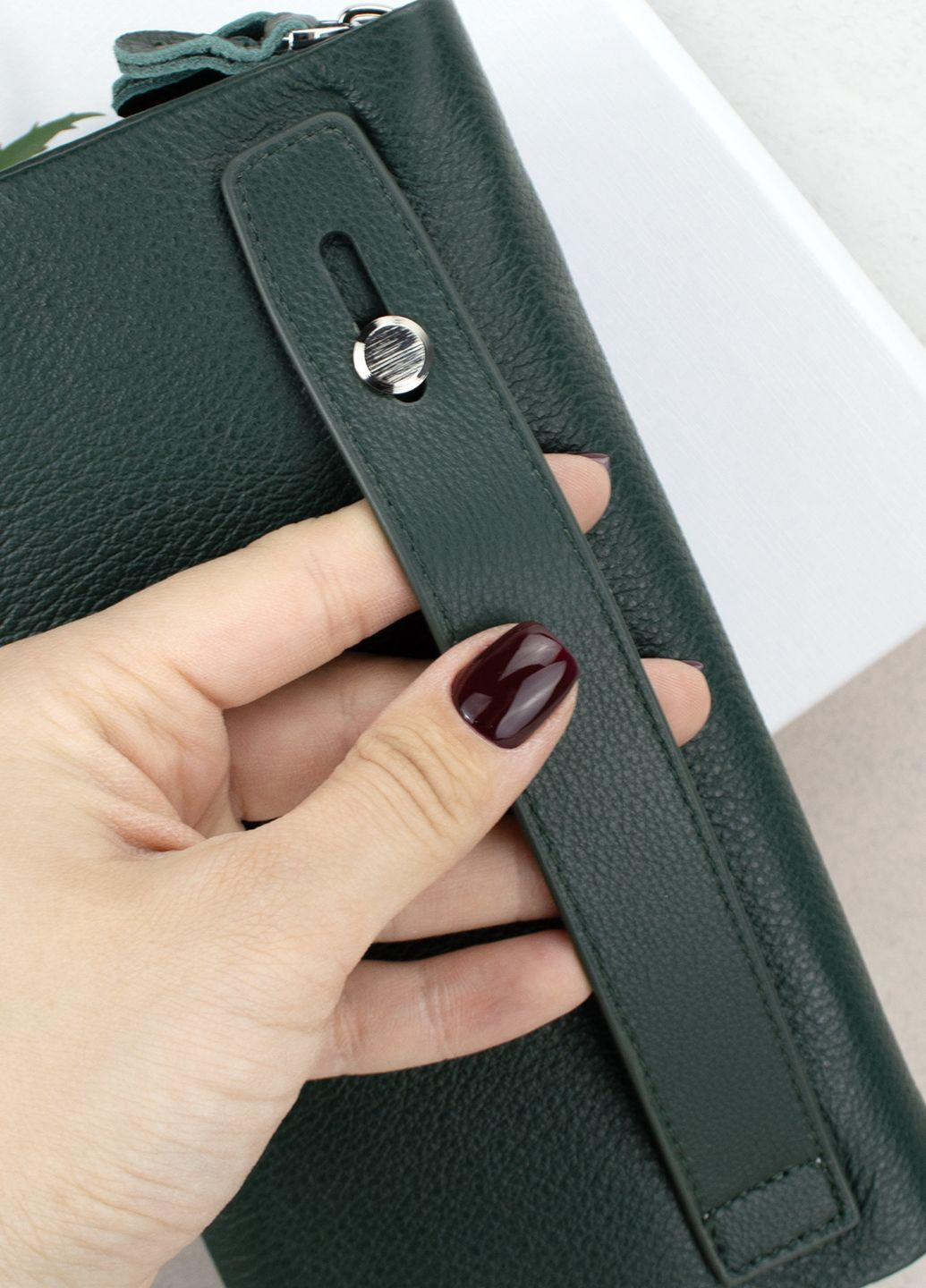 Клатч женский кожаный Classic 9907-10 зеленый на 2 молнии с ручкой Keizer (279525381)