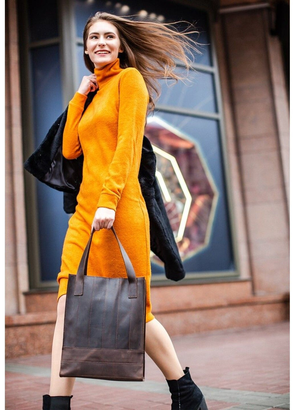Женский кожаный шоппер Бэтси с карманом черная Краст BN-BAG-10-1-G BlankNote (293056338)