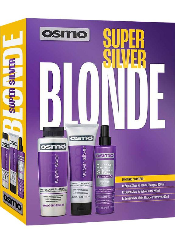 Набір проти жовтизни для освітленого і сивого волосся Super Silver, (300 мл/250 мл/250 мл) Osmo (352187792)