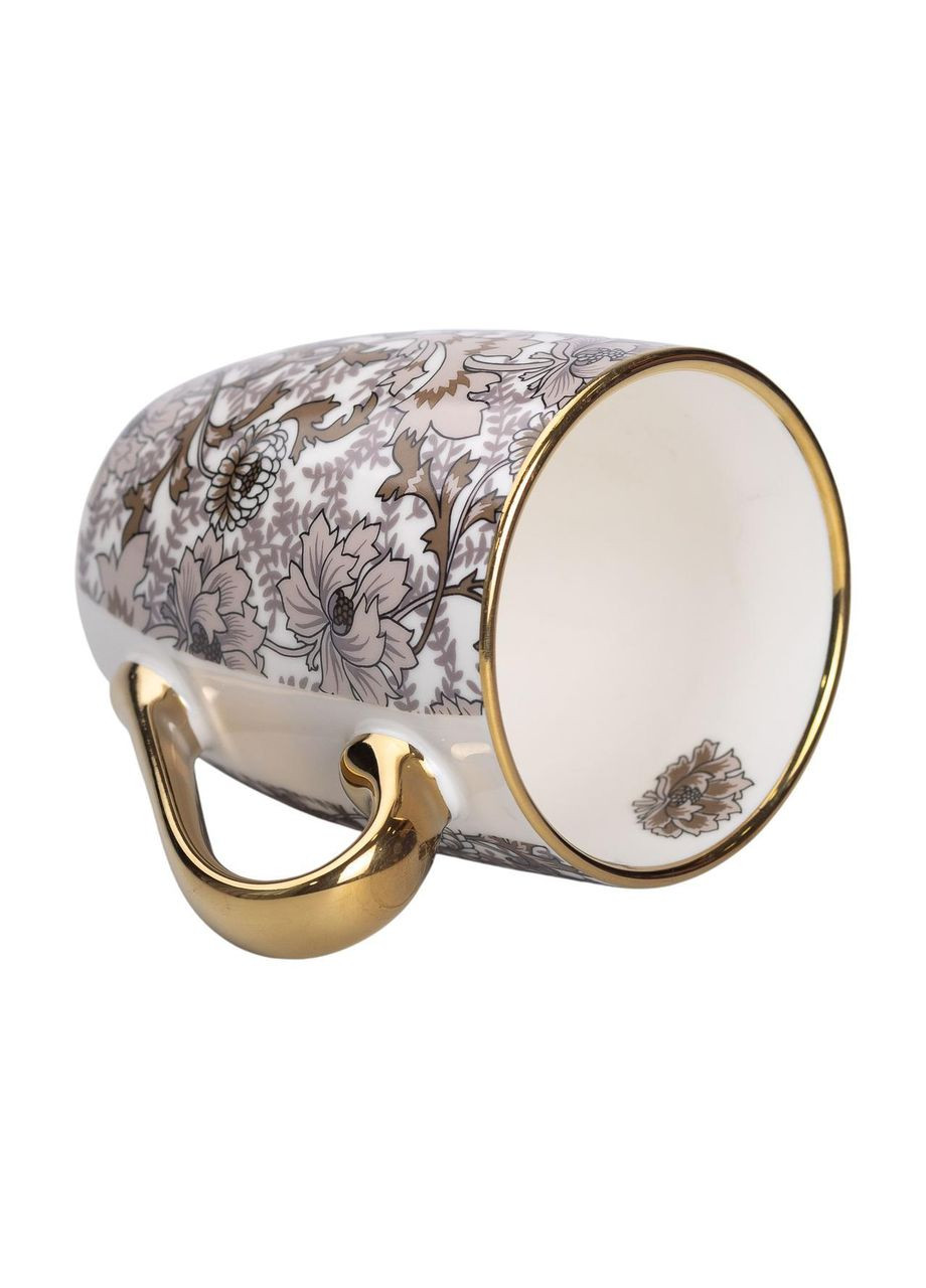 Фарфоровая чашка 400 мл с золотым ободком и золотой ручкой Коричневая RX-N240665BR Liling Rongxiang Ceramic (370974915)