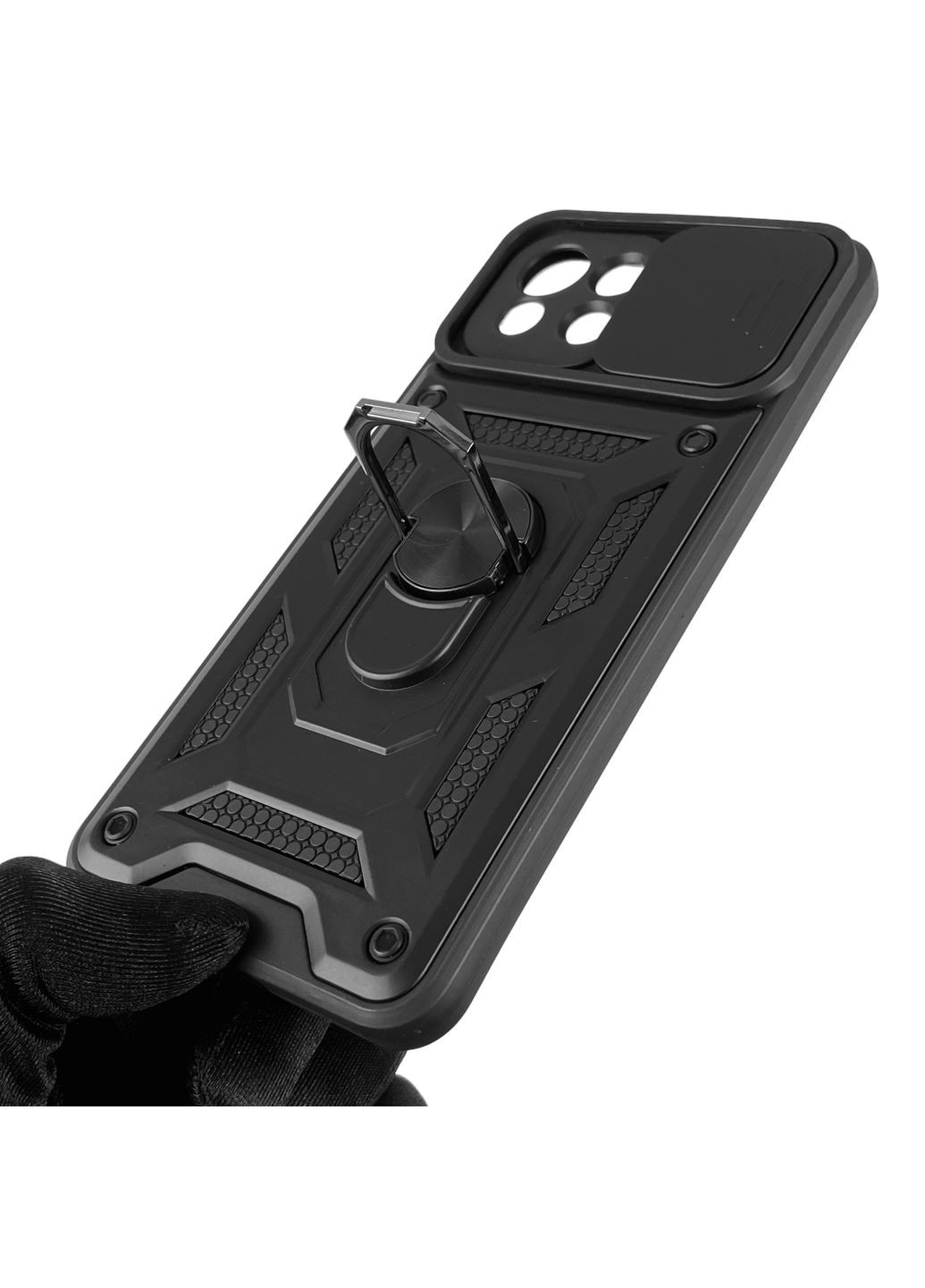 Чохол для Mi 11 Lite броньований з кільцем підставкою зі шторкою на сяомі мі 11 лайт чорний rg1 Xiaomi (366020107)