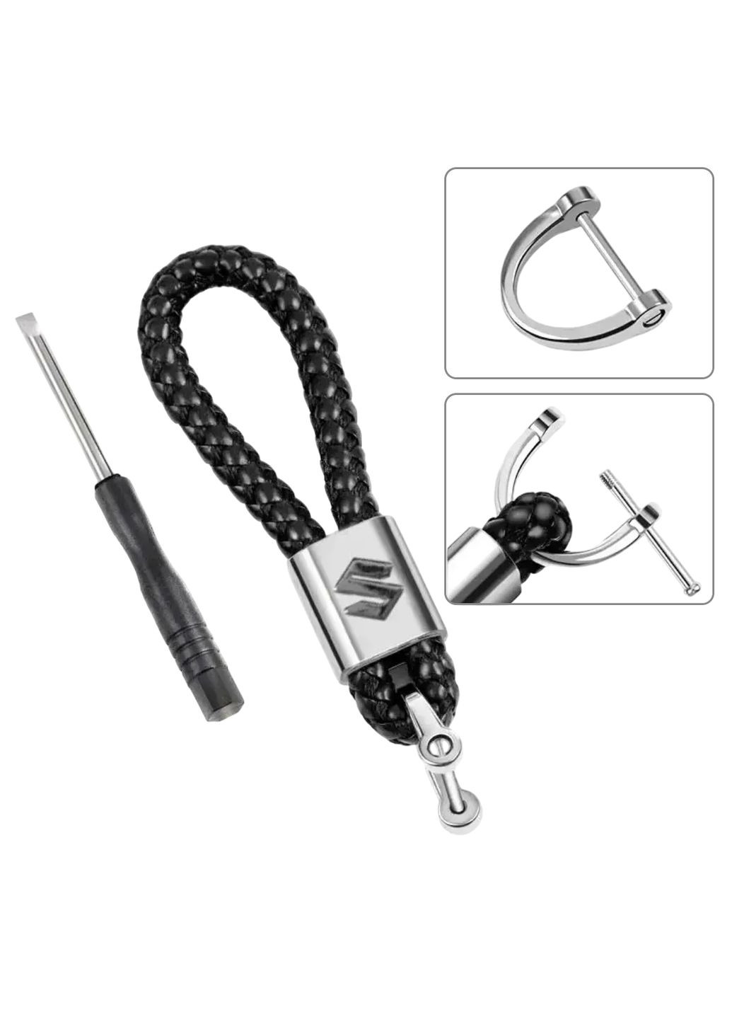 Брелок для ключів з логотипом плетений ЧОРНИЙ (з викруткою) Suzuki (369611053)