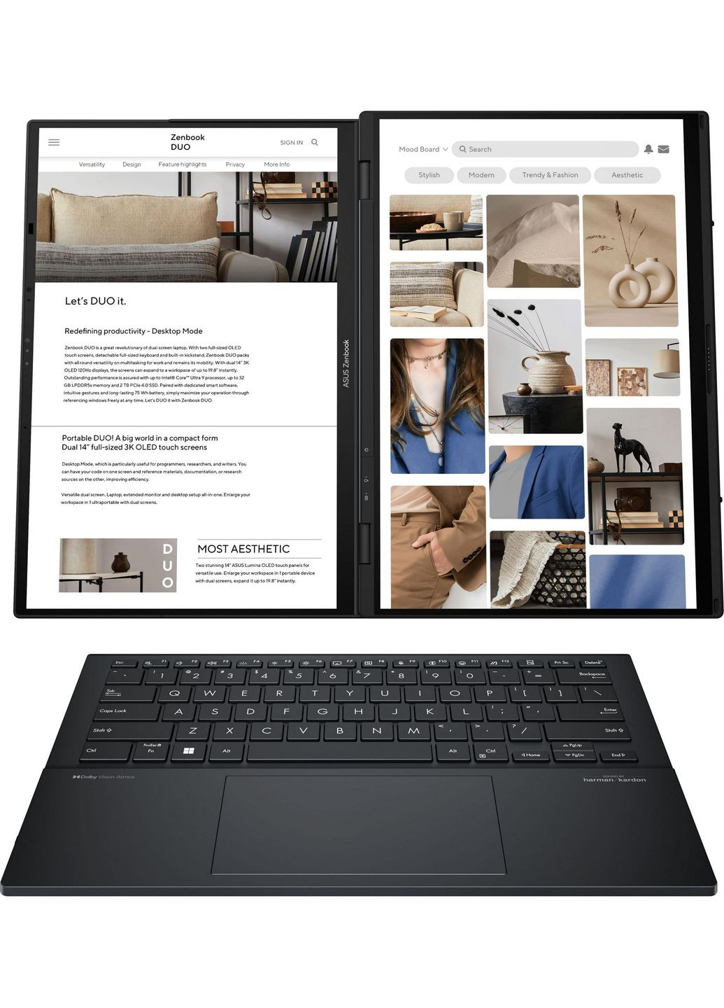 Ноутбук Zenbook DUO UX8406CA-QL214X 14" FHD OLED, Intel Ultra 7 255H, 32GB, F2TB, UMA, Win11P, Серый Asus (330030601)