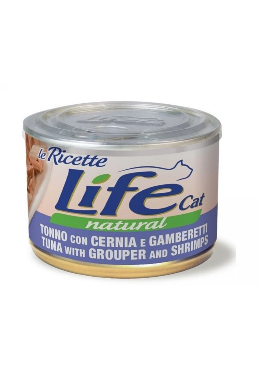 Вологий корм для котів Tuna With Grouper And Shrimps тунець з окунем та креветками 150 г 102501 LifeCat (266274725)
