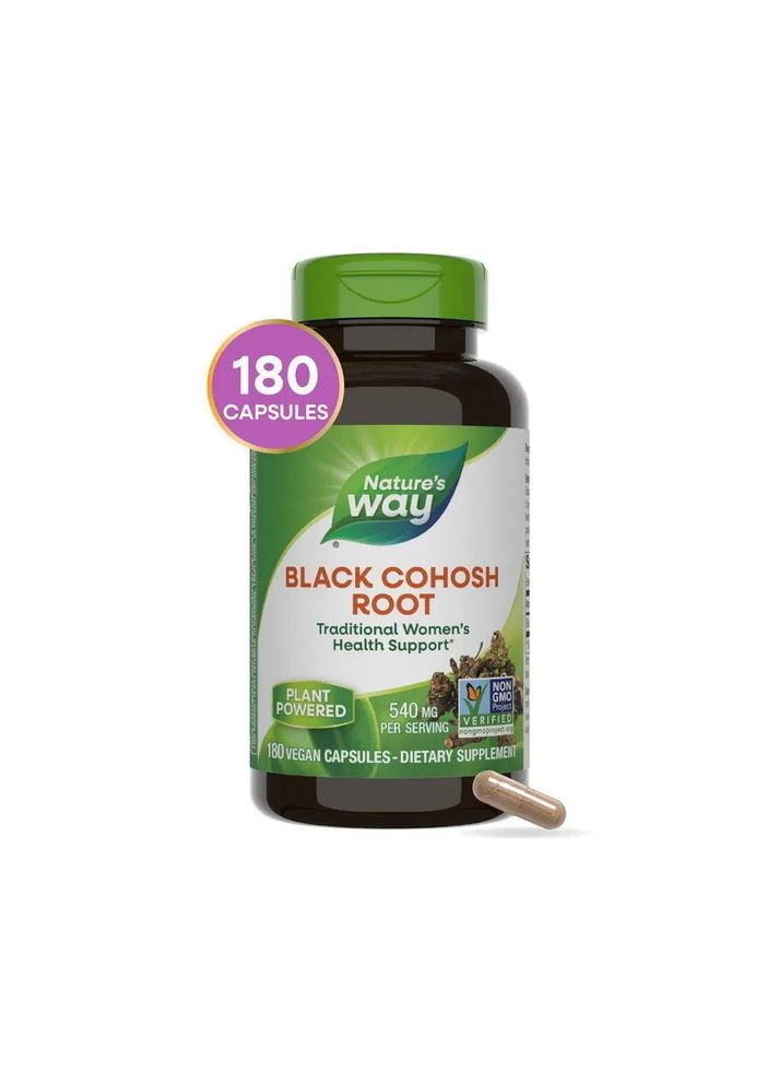 Клопогон Цимицифуга Black Cohosh корень 540 мг 180 веганских капсул Nature's Way (365754671)