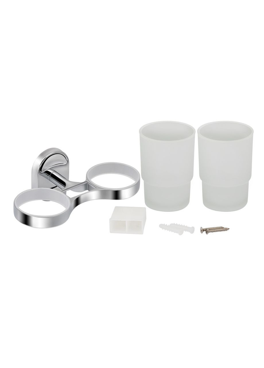Стакан двойной с держателем зубных щеток для ванной комнаты KRM Elbe - ACG2908 Kroner (368586495)
