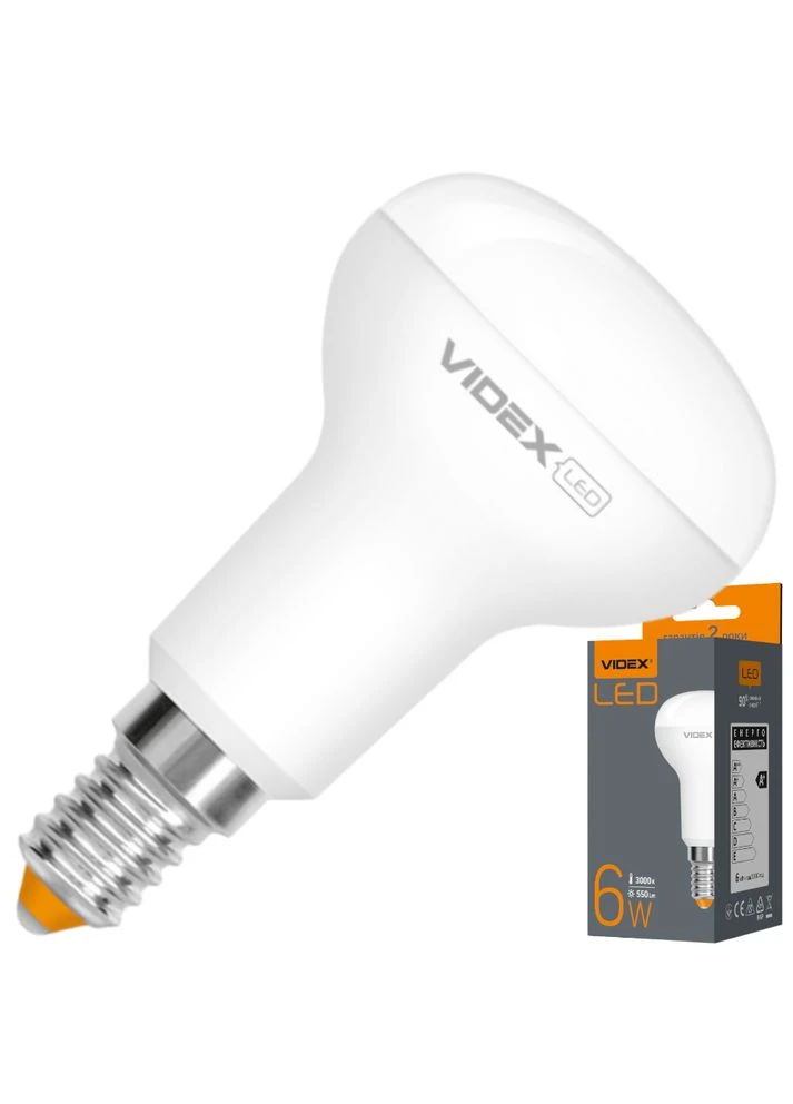 Світлодіодна лампа R50e 6W E14 3000K (VL-R50e-06143) Videx (282313057)