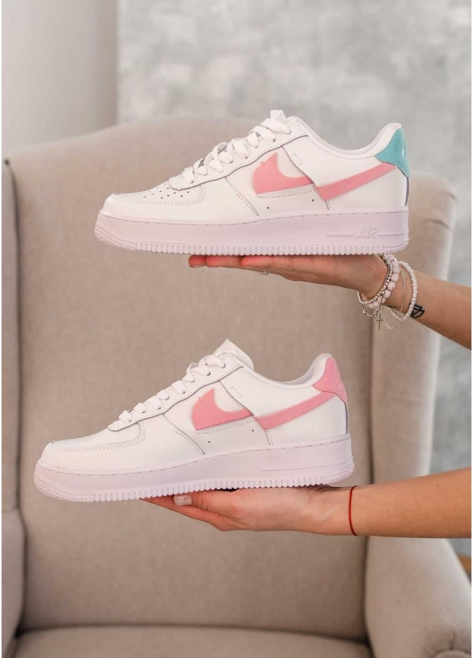 Рожеві Осінні кросівки чоловічі nike air force 1 lx wmns white pink blue найк аір форс 1 преміум No Brand