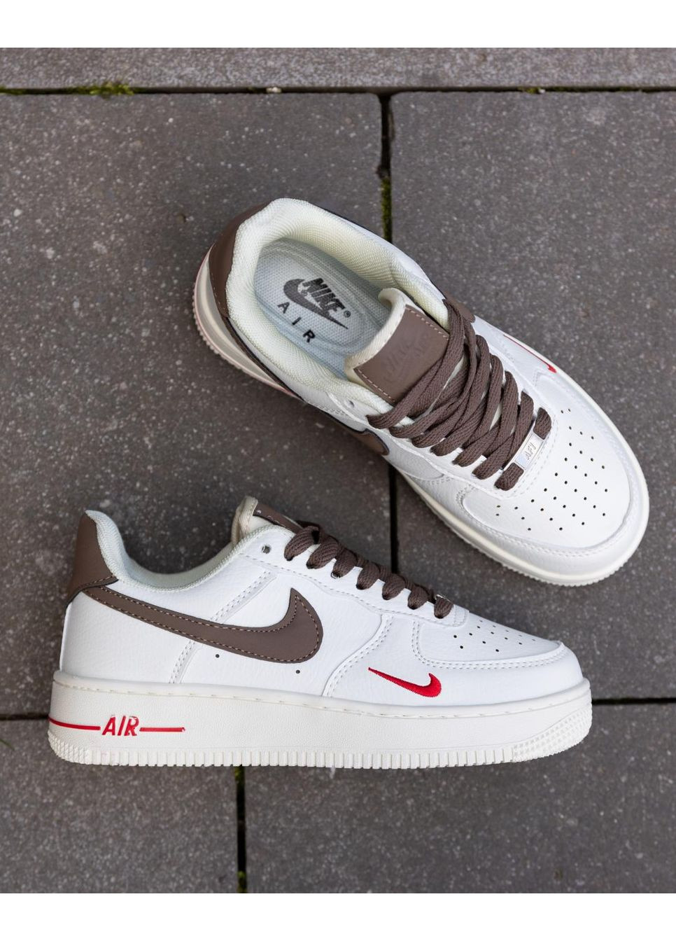 Білі Осінні кросівки чоловічі nike air force 1 low ‘07 essenti mocco найк аір форс 1 преміум No Brand