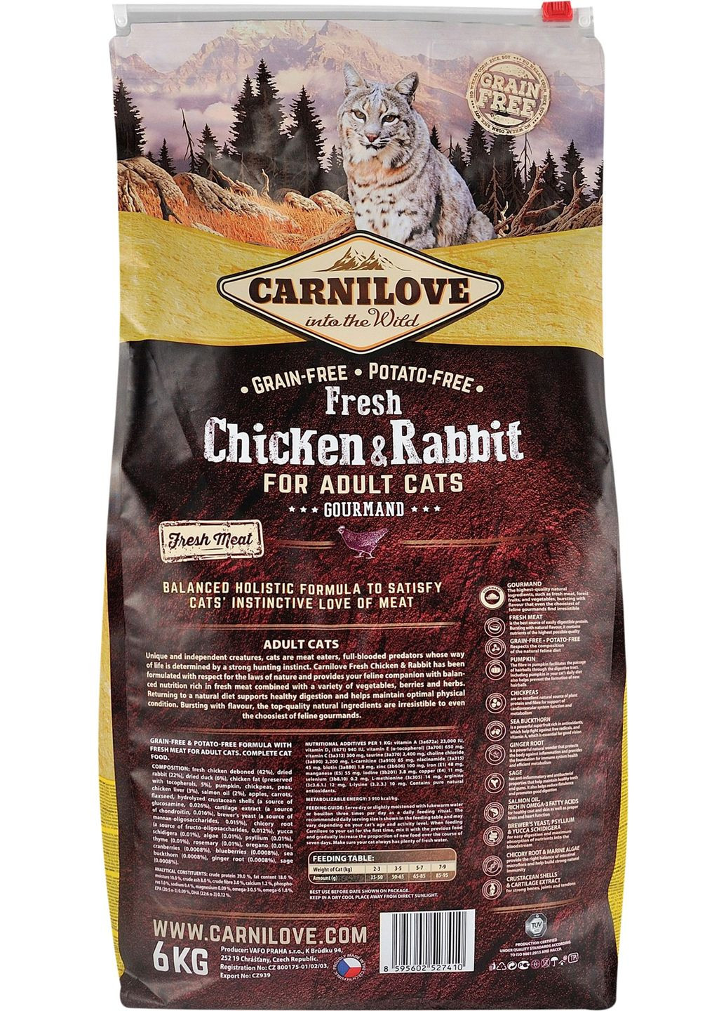 Сухой корм для взрослых кошек Fresh Gourmand с курицей и кроликом 6 кг (8595602527410) Carnilove (307981448)