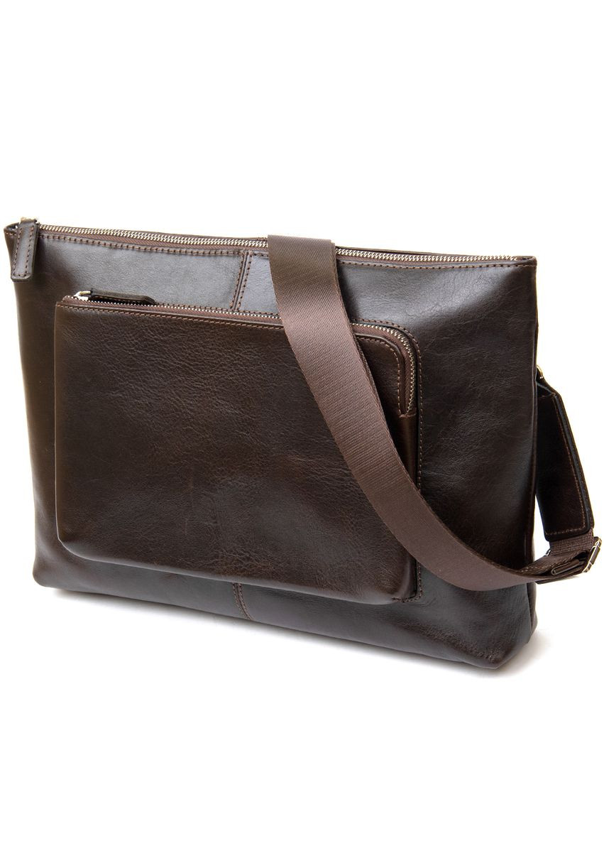 Кожаная мужская прямоугольная сумка для ноутбука 11438 Коричневый Grande Pelle (331911365)