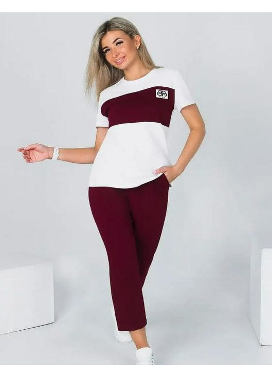 Жіночий костюм із футболки та укороченими штанами з двонитки Чорний, 50-52 No Brand (360957324)