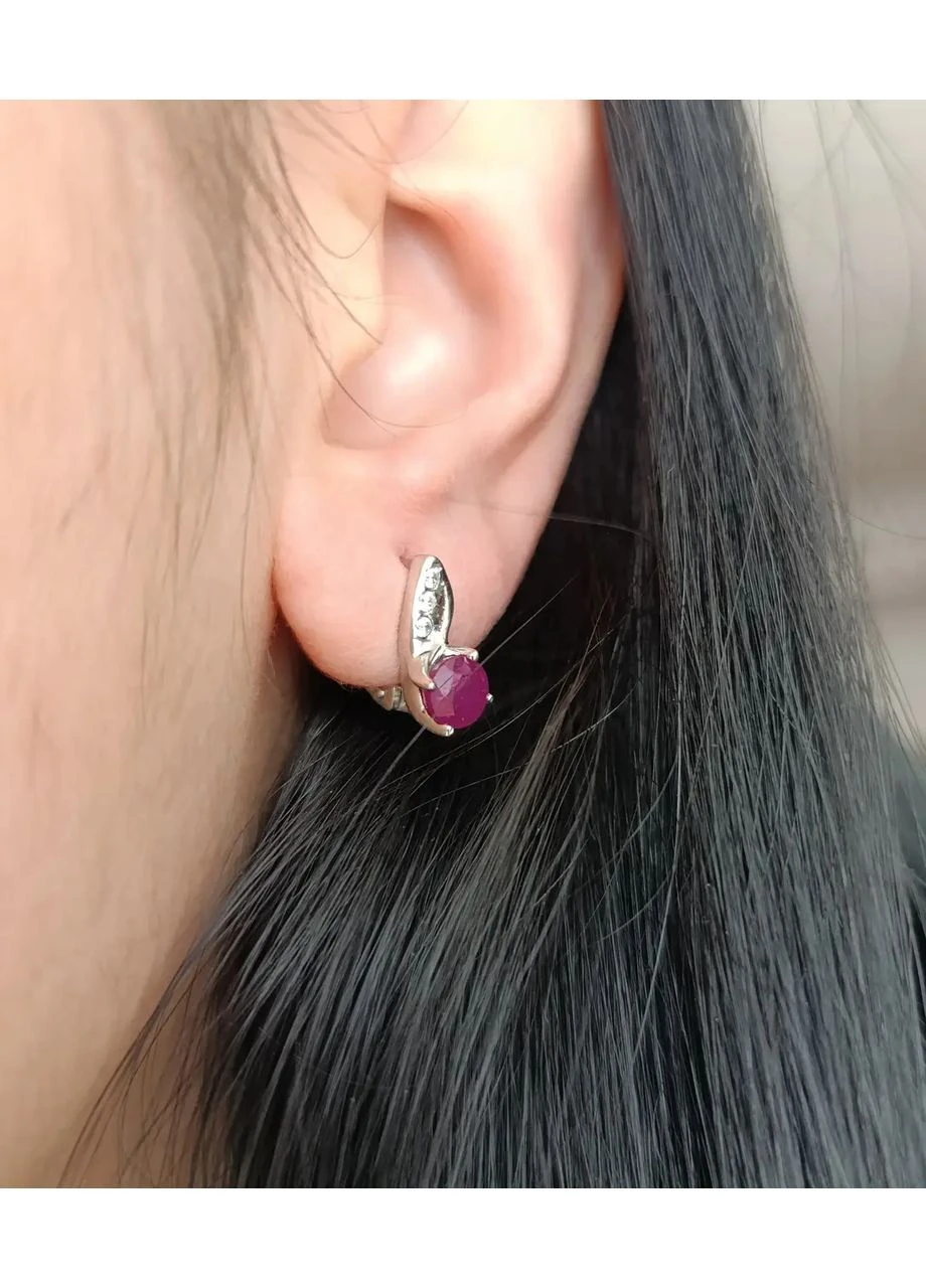 Серьги серебряные с рубином Е-504 No Brand Сережки (386451511)