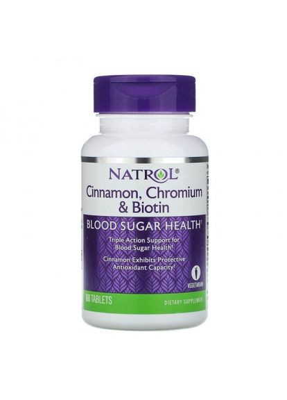 Кориця для зниження цукру, Cinnamon Biotin Chromium,, 60 таблеток (NTL04898) Natrol (266265529)