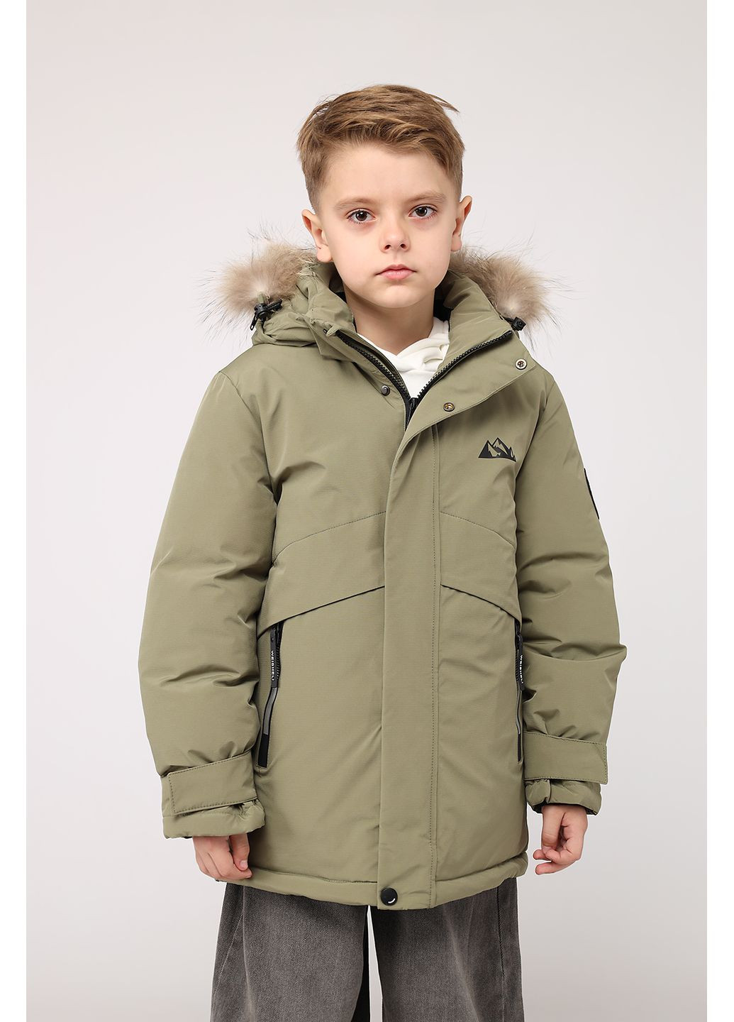 Оливкова (хакі) зимня куртка для хлопчика колір хакі цб-00280229 Yuki