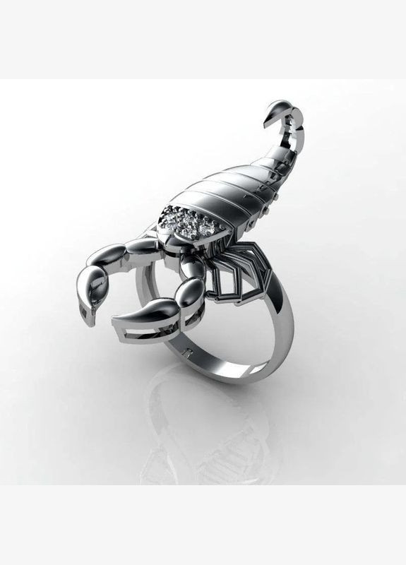 Чоловіча Царська каблучка Скорпіон з чорними очима і білим камінням символ матеріального достатку, розмір 19 Fashion Jewelry (285703048)