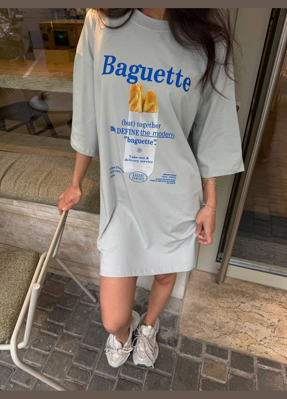 Серое повседневный, кэжуал, вечернее женское платье-футболка платье-футболка Україна с рисунком