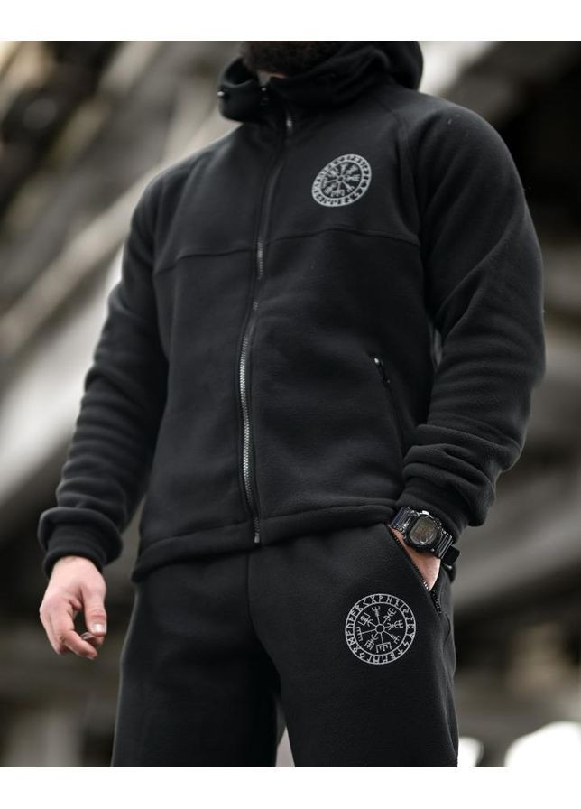 Чоловічий флісовий спортивний костюм Руни чорний осінь/зима No Brand (368848769)