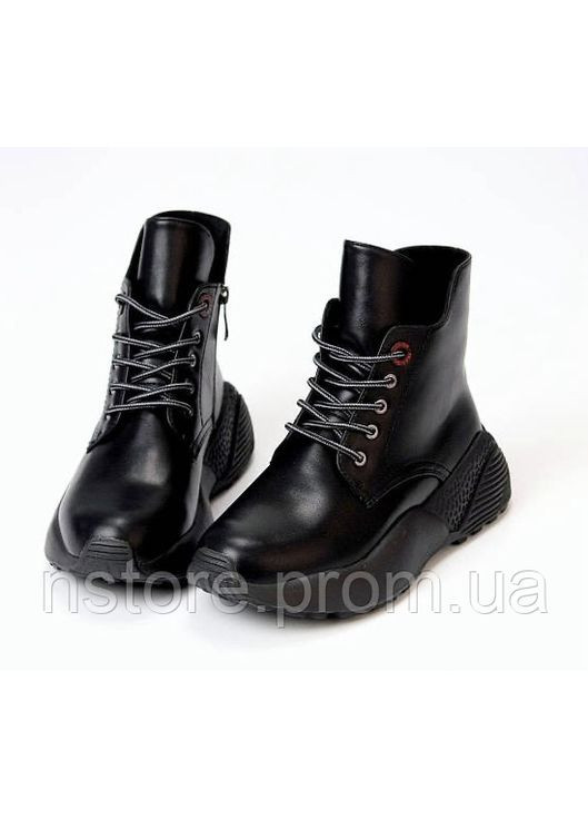 Жіночі шкіряні черевики демісезонні 1680 Чорні No Brand (365819119)