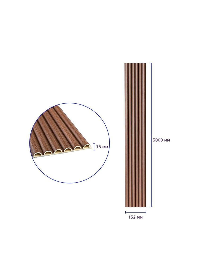 Декоративна WPC кругла стінова рейка 3000*152*15мм (D) SW-00001872 Sticker Wall (316187183)