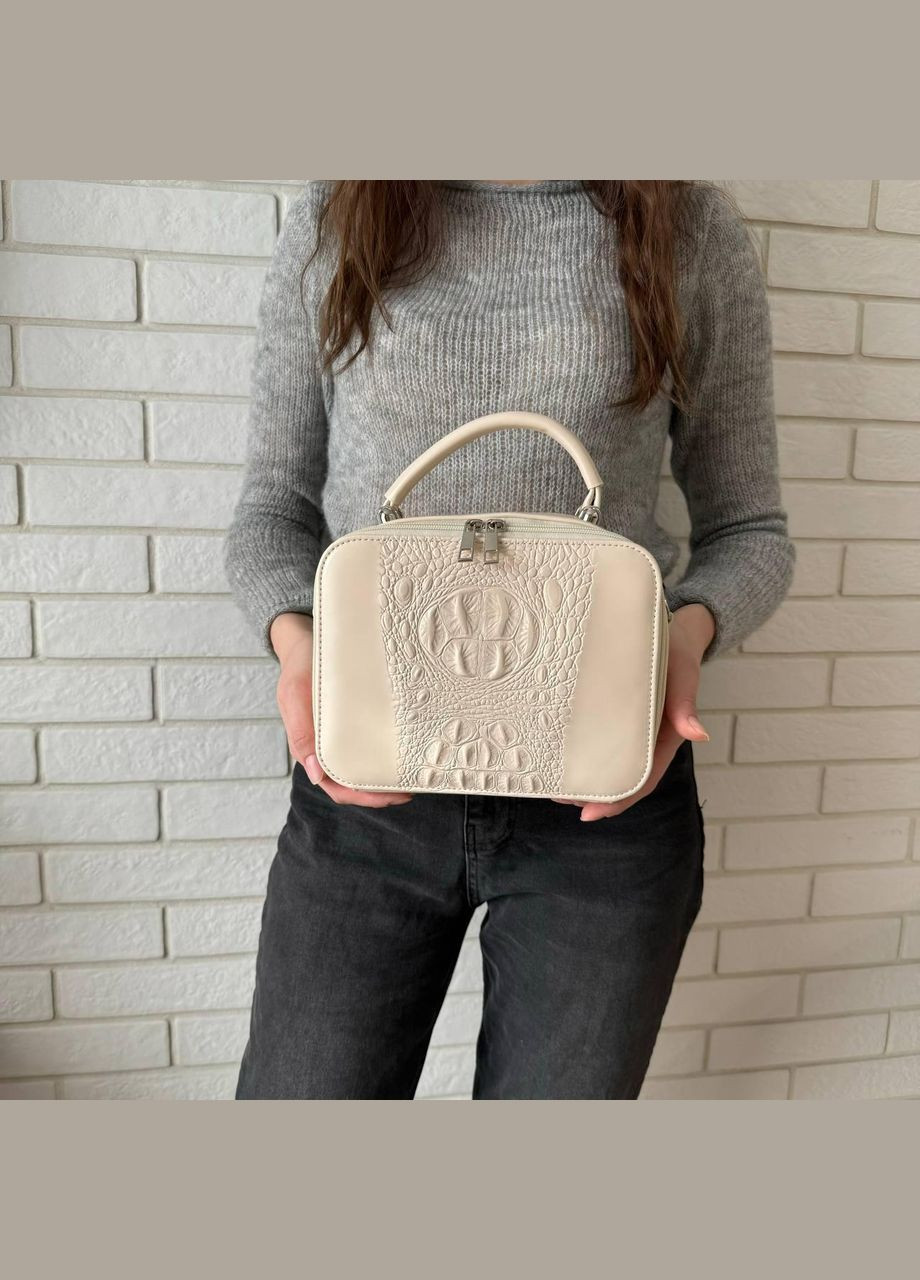 Міні сумочка клатч каркасна екошкіра з відділеннями рептилія чорна (sku_760Н) No Brand (330576197)