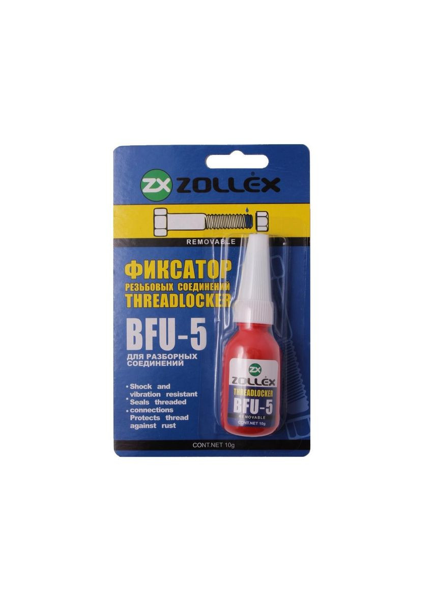 Фіксатор різьби Threadlocker синій для розбірних з'єднань BFU-5 10г Zollex (352764761)