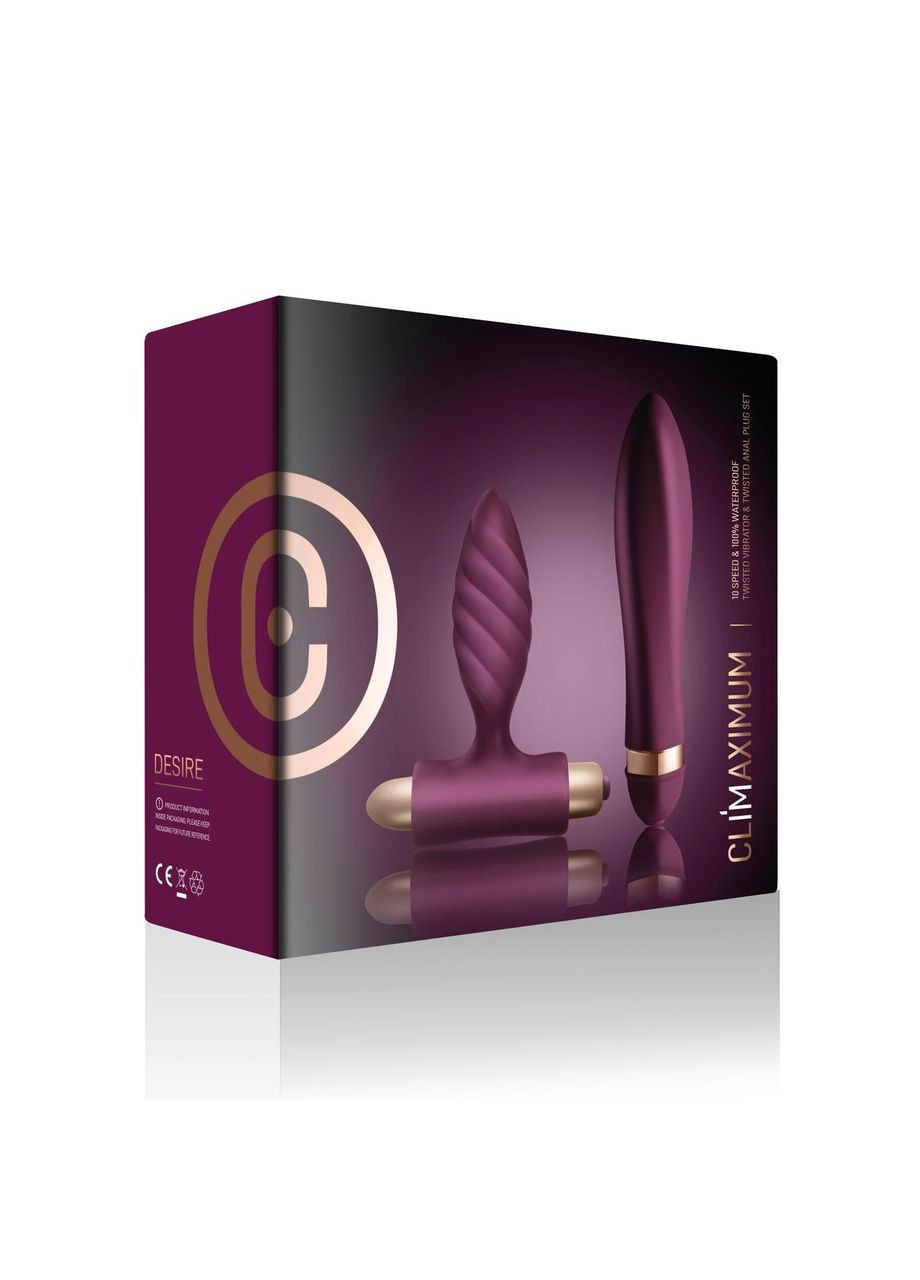 Набір для пар Climaximum Desire анальний корок + вібратор, 10 режимів, на батарейках No Brand (331767556)