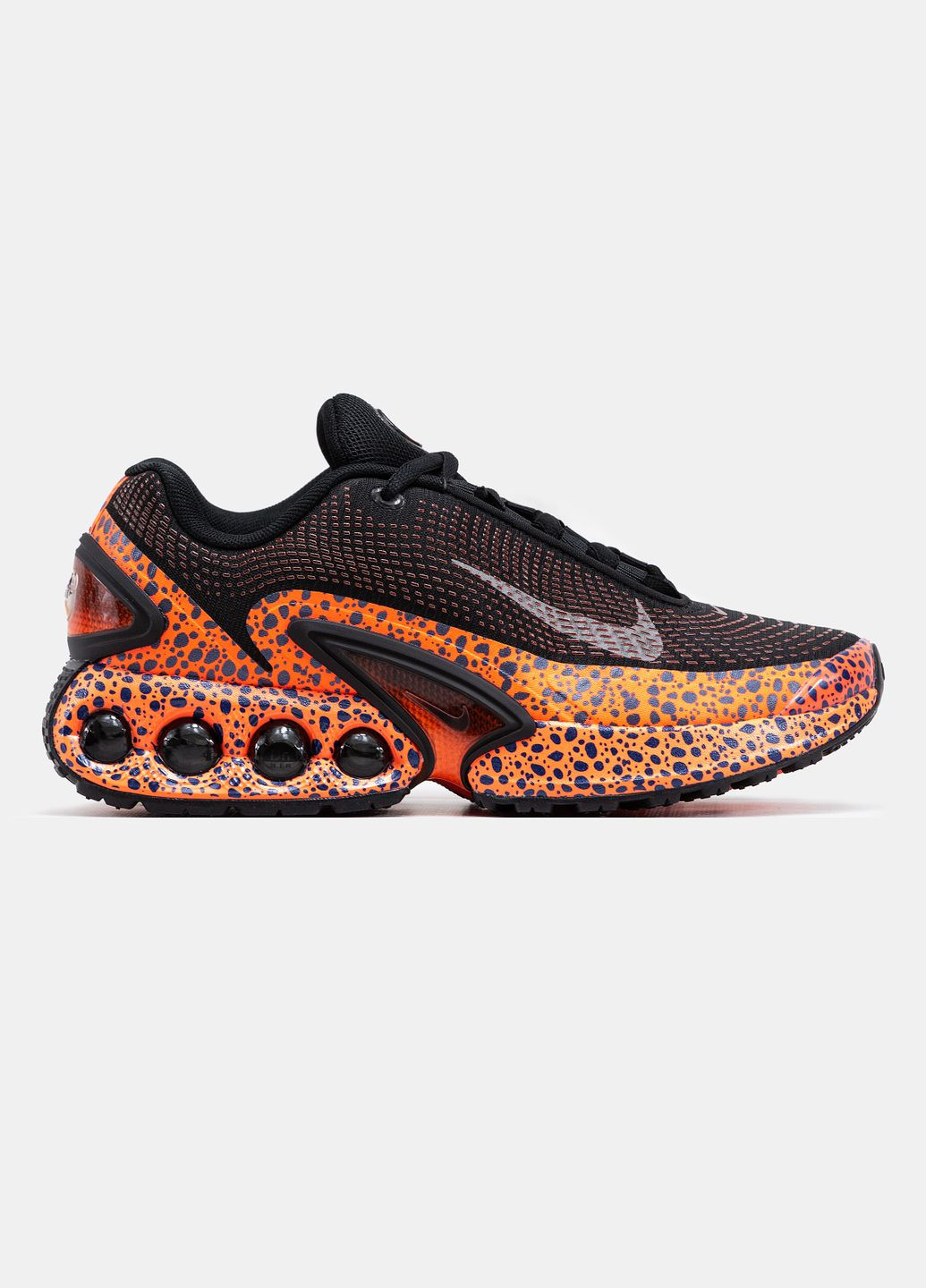 Черные всесезонные кроссовки мужские и женские nike air max dn safari black orange | найк аир макс дн черные оранжевые No Brand