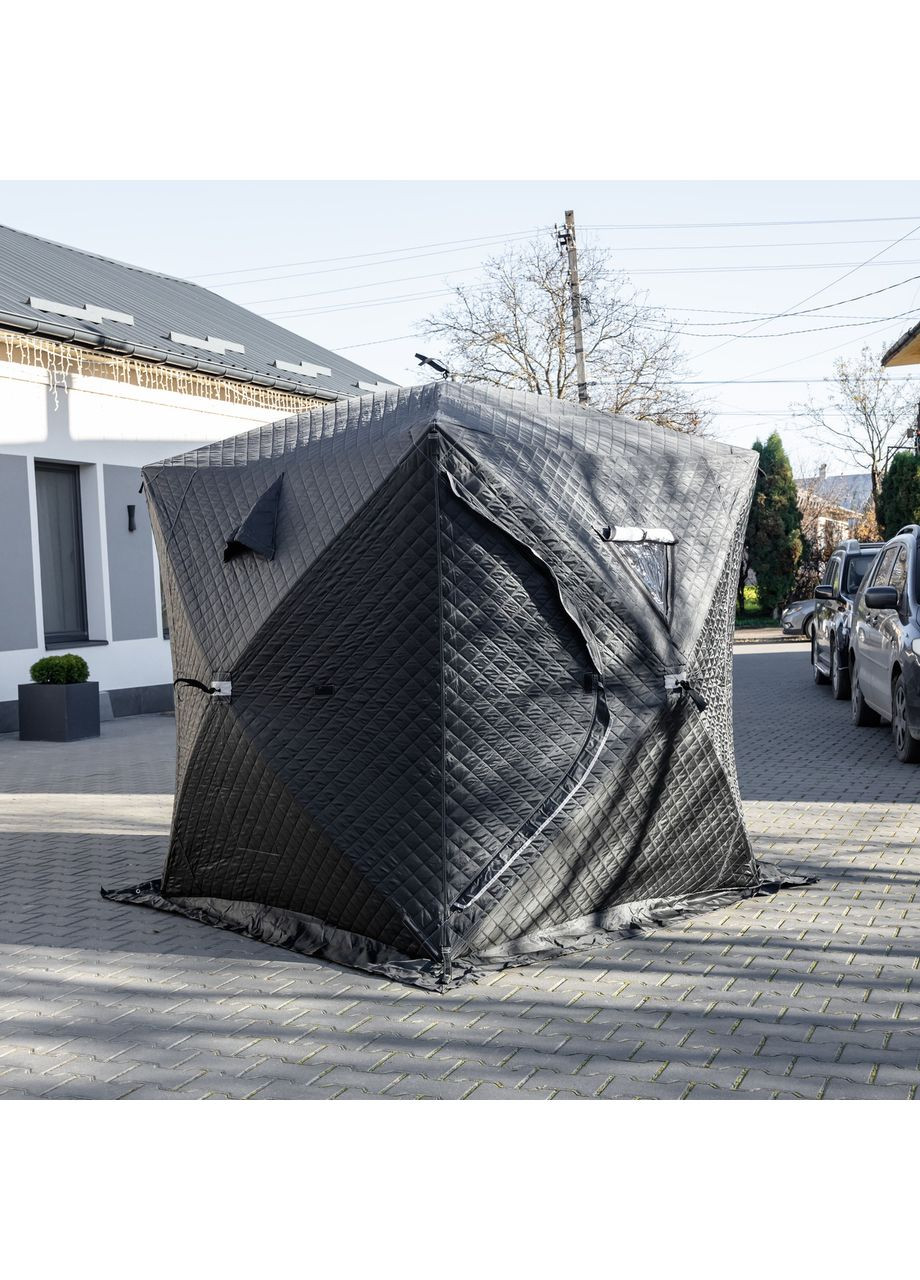 Зимовий намет Куб утеплений 3-х місний для риболовлі та туризму чорний двошаровий для активного відпочинку ProDobro (370432390)