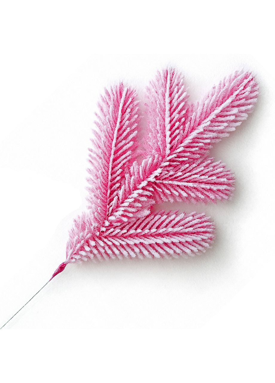 Гілочка хвойна лита SGH Lux Marshmallow Pink рожева засніжена (150 шт.) 33 см HVOYA (372798529)
