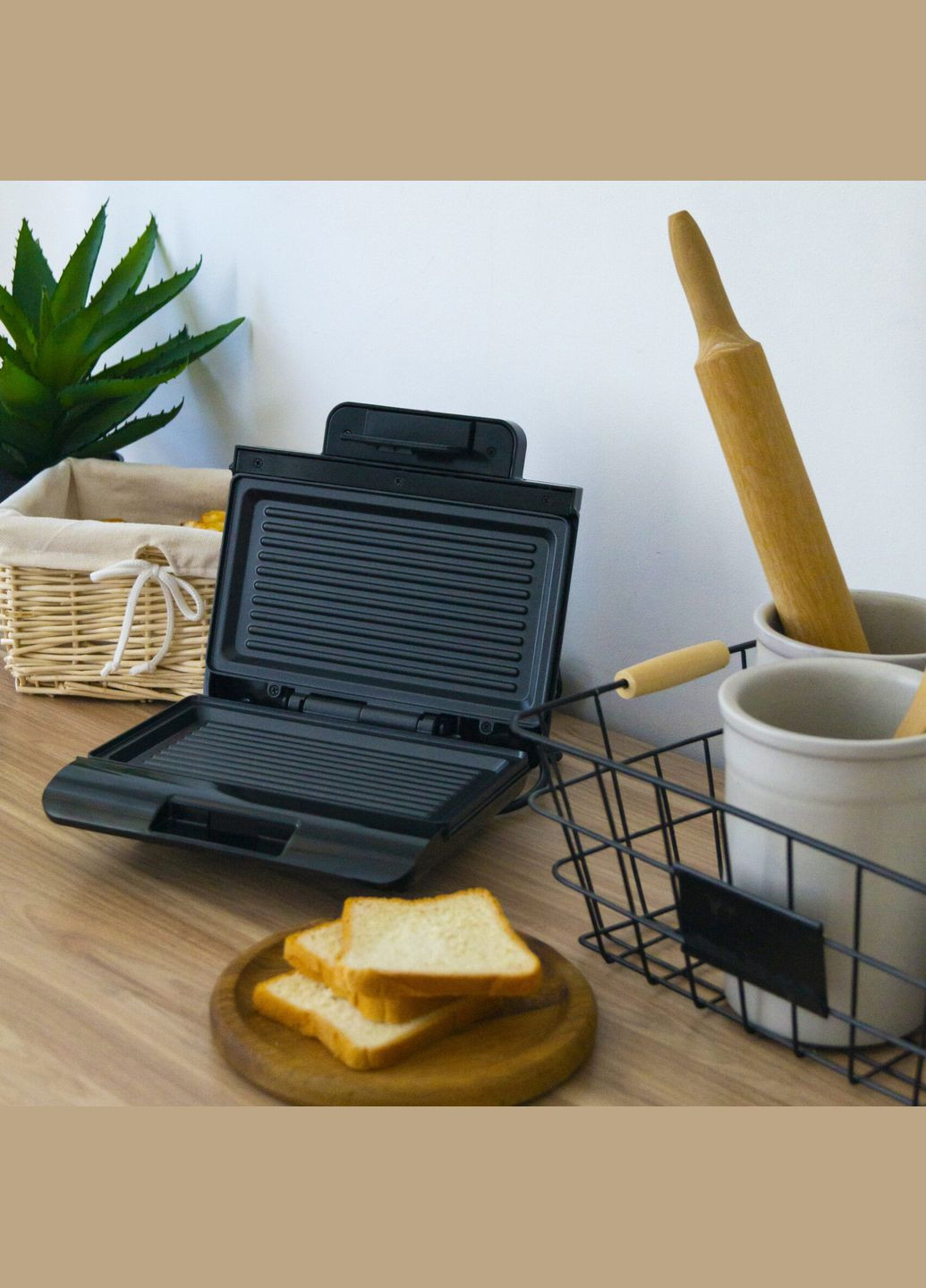 Бутербродница MG-378 750 Вт c антипригарным покрытием, Настольный гриль электрический-прижимной Magio (364665755)