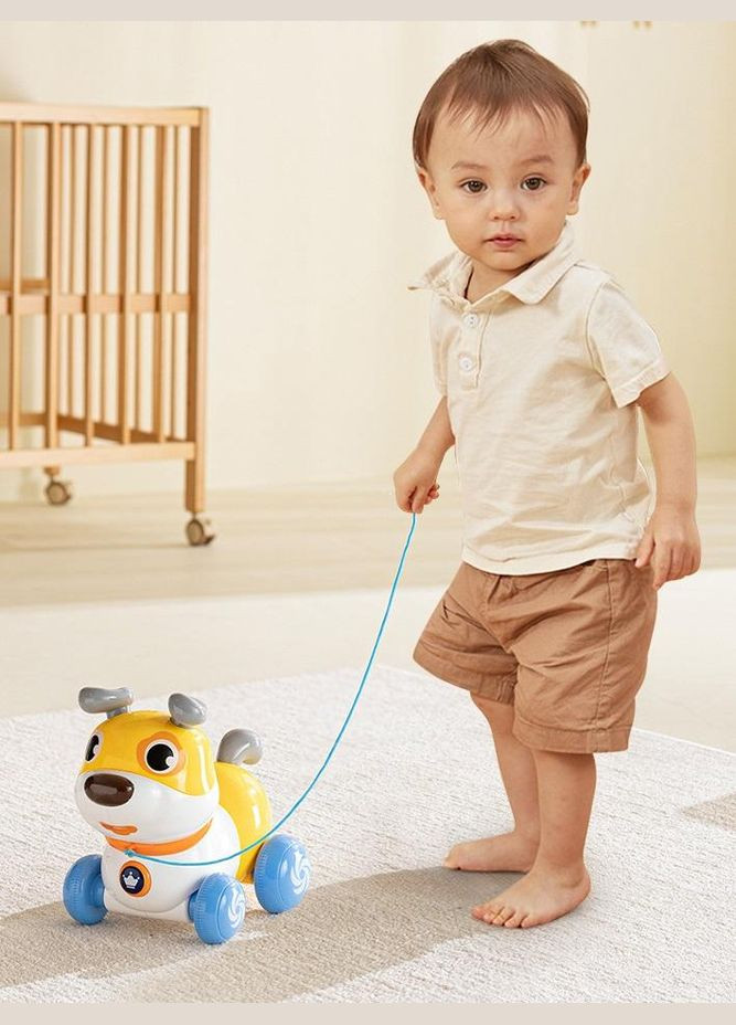 Іграшка каталка музична інтерактивна Huanger Цуценя арт 9491 Жовтий No Brand (322772801)