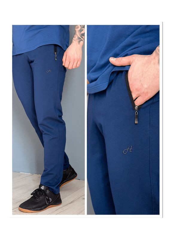 Синие демисезонные прямые брюки Hector