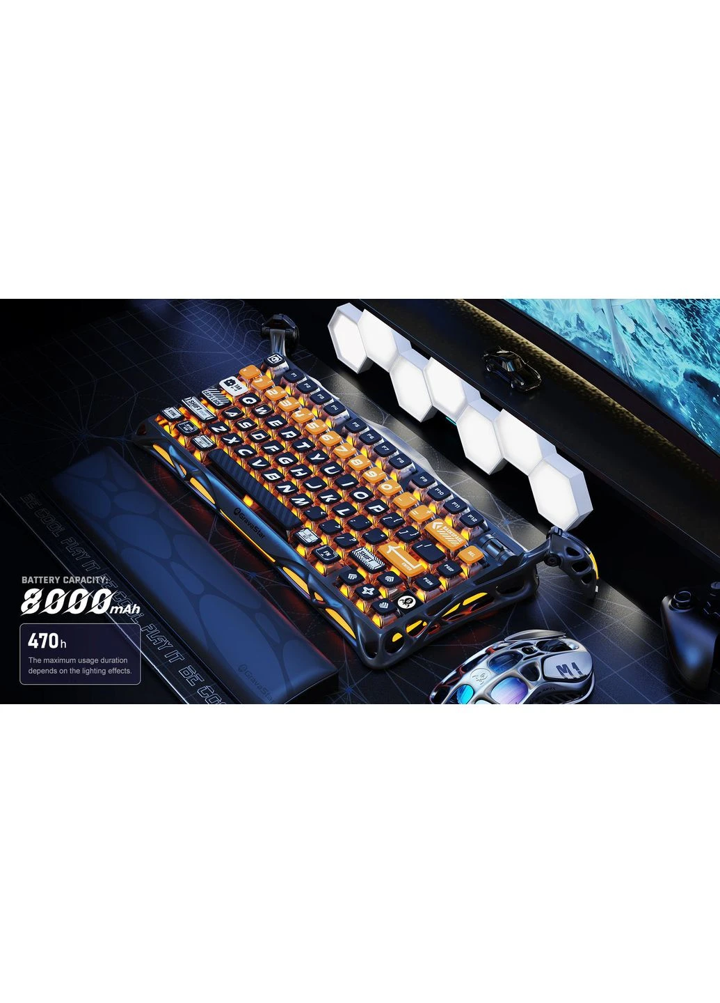 Клавіатура механічна Mercury K1 Pro 80keys, x Kailh Speedy Mint, BT/WL/USB, RGB, CyberFlare GravaStar (389483370)