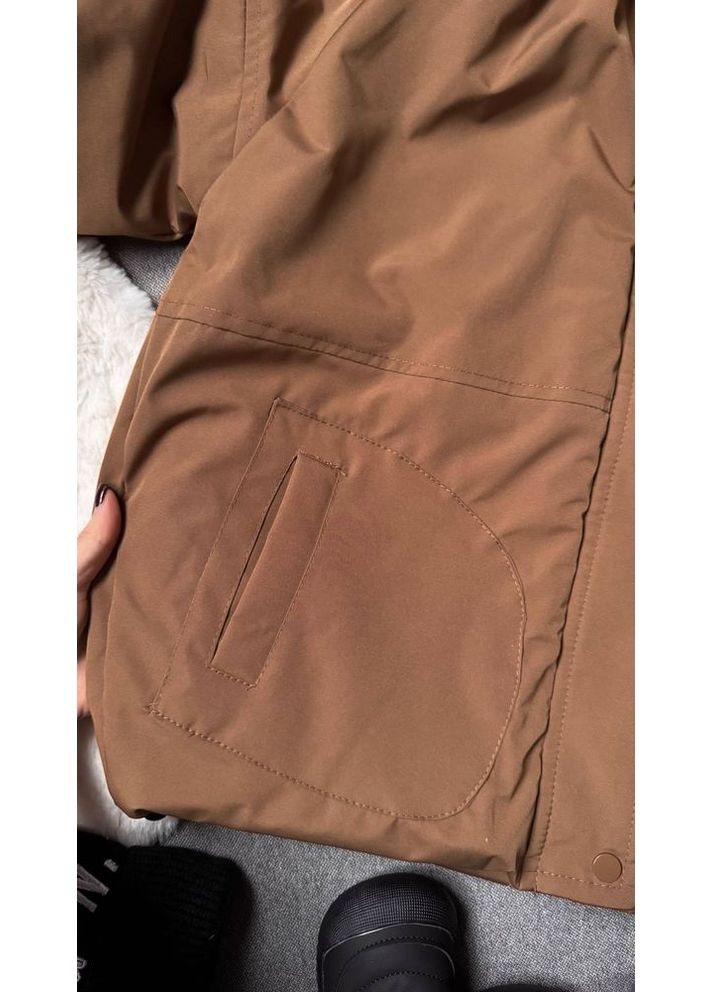 Комбинированная демисезонная стильная детская куртка для холодной осени и еврозимы цвет коричневый 10963 No Brand