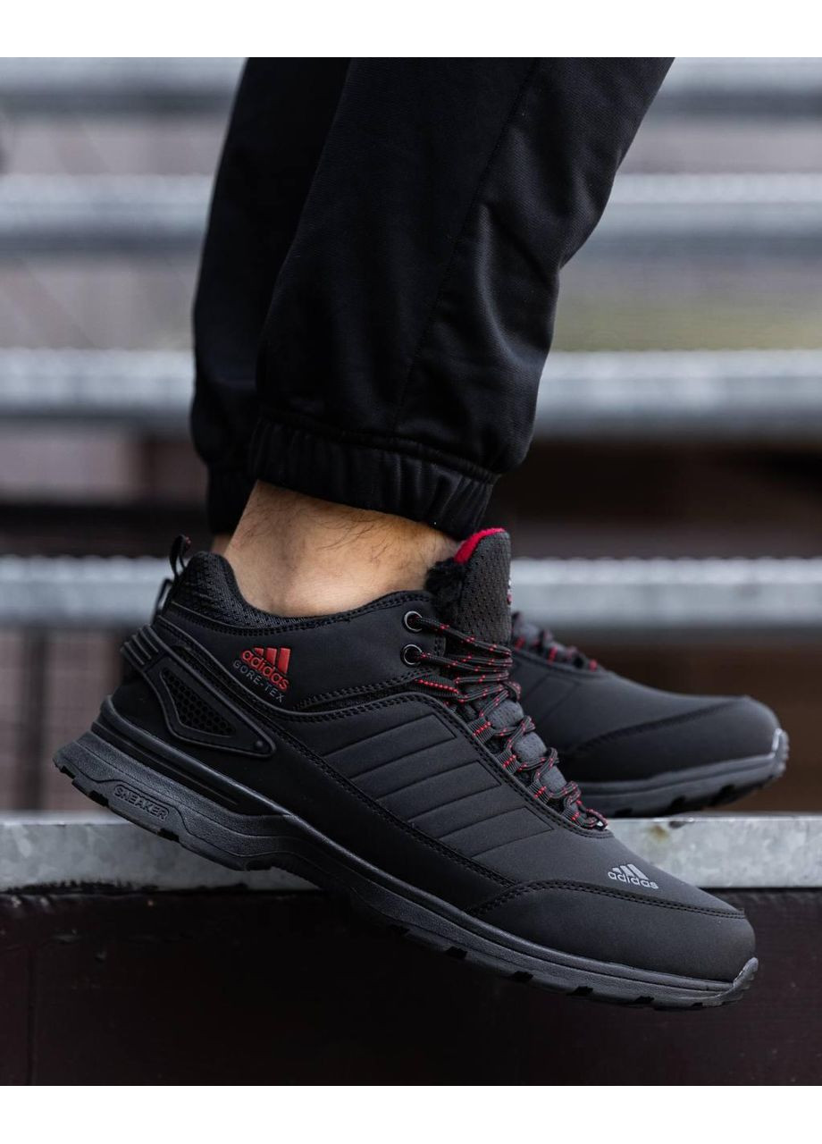 Черные зимние кроссовки мужские adidas gore-tex winter black red адидас No Brand