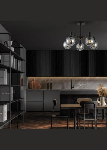 Люстра на 5 плафонів BL1550-1 NEAPOL під лампу чорний (80536) Ardero (321971550)