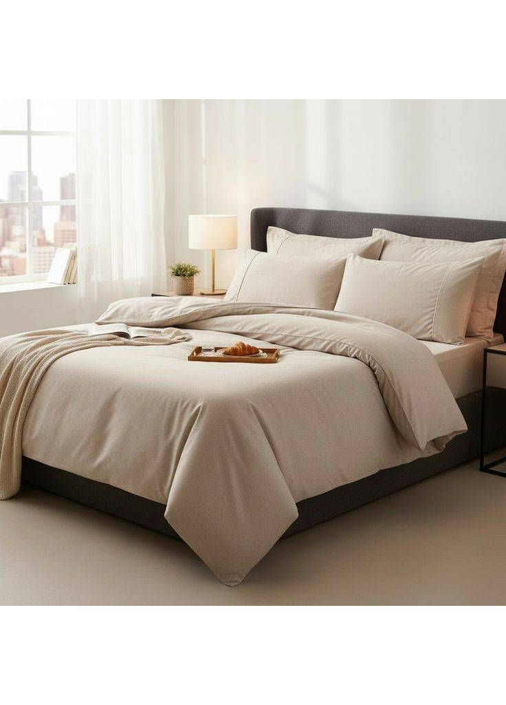 Комплект постельного белья Solenne Cream Beige тенсель 220-200 см Maison D'or (372084472)